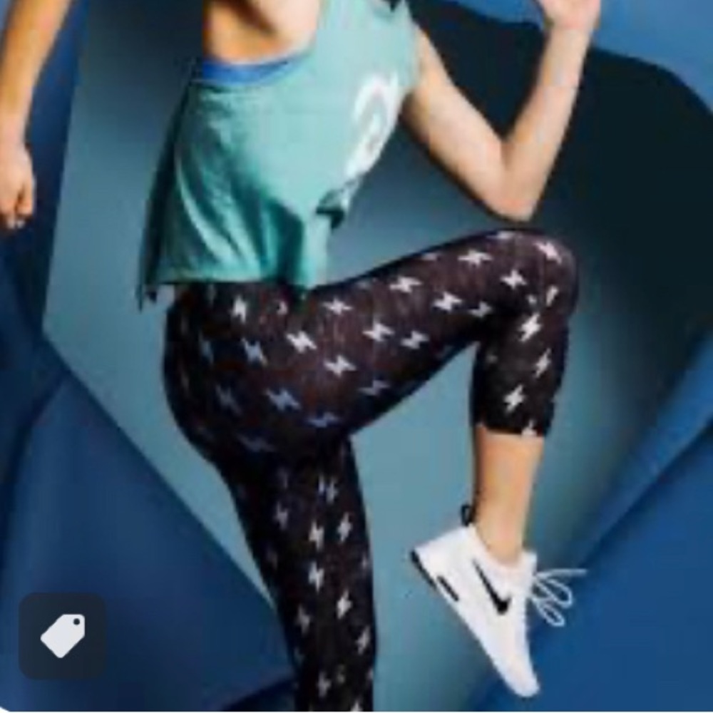 Terez for Peloton Lightning Bolt Cropped Leggings Size Small